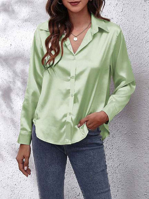 Dames Blouse Lange Mouwen Satijn 5