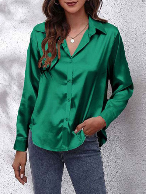 Dames Blouse Lange Mouwen Satijn 7
