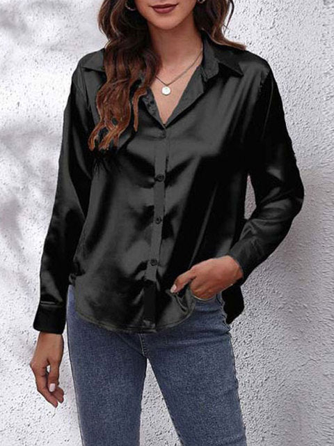 Dames Blouse Lange Mouwen Satijn 9