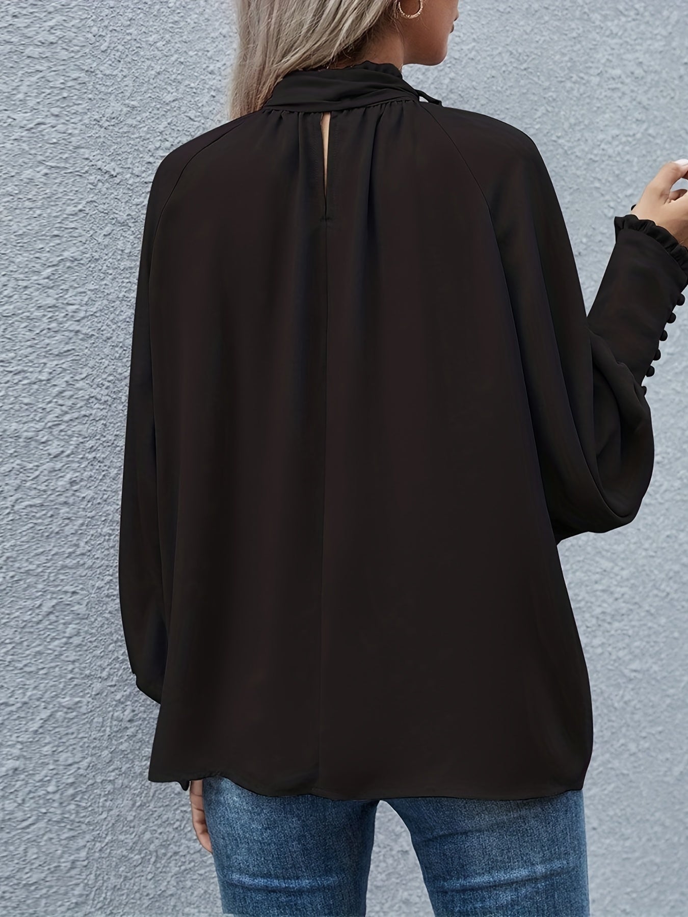 Dames Blouse Striknek Pofmouwen Polyester 3