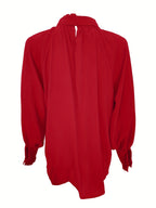Dames Blouse Striknek Pofmouwen Polyester 5