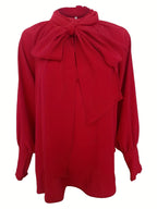 Dames Blouse Striknek Pofmouwen Polyester 8
