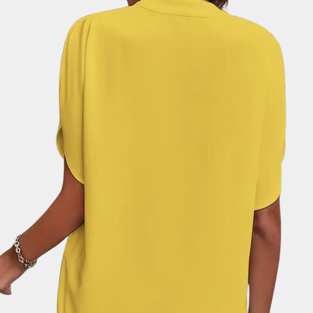 Dames Blouse V-Hals Korte Mouwen Viscose Mix Lichtgewicht 2