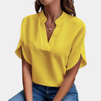 Dames Blouse V-Hals Korte Mouwen Viscose Mix Lichtgewicht 3
