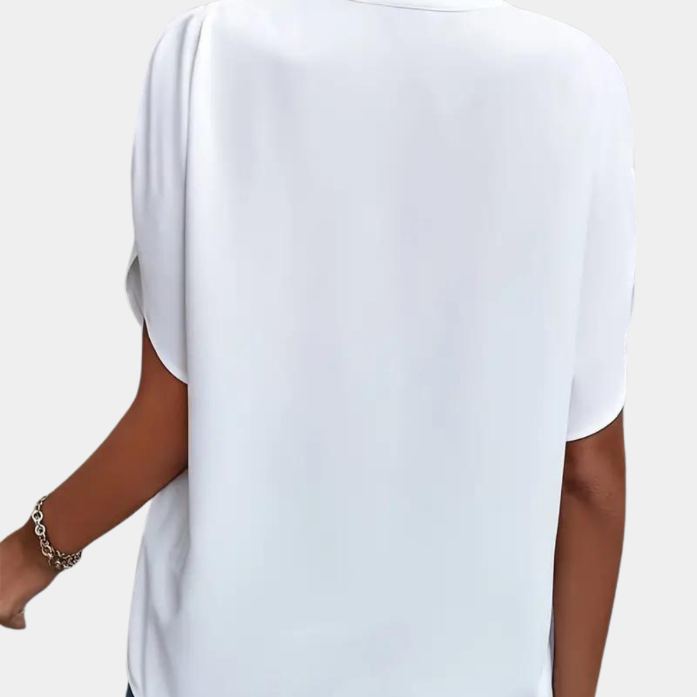 Dames Blouse V-Hals Korte Mouwen Viscose Mix Lichtgewicht 5