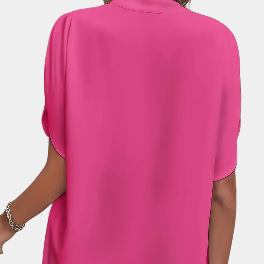 Dames Blouse V-Hals Korte Mouwen Viscose Mix Lichtgewicht 7