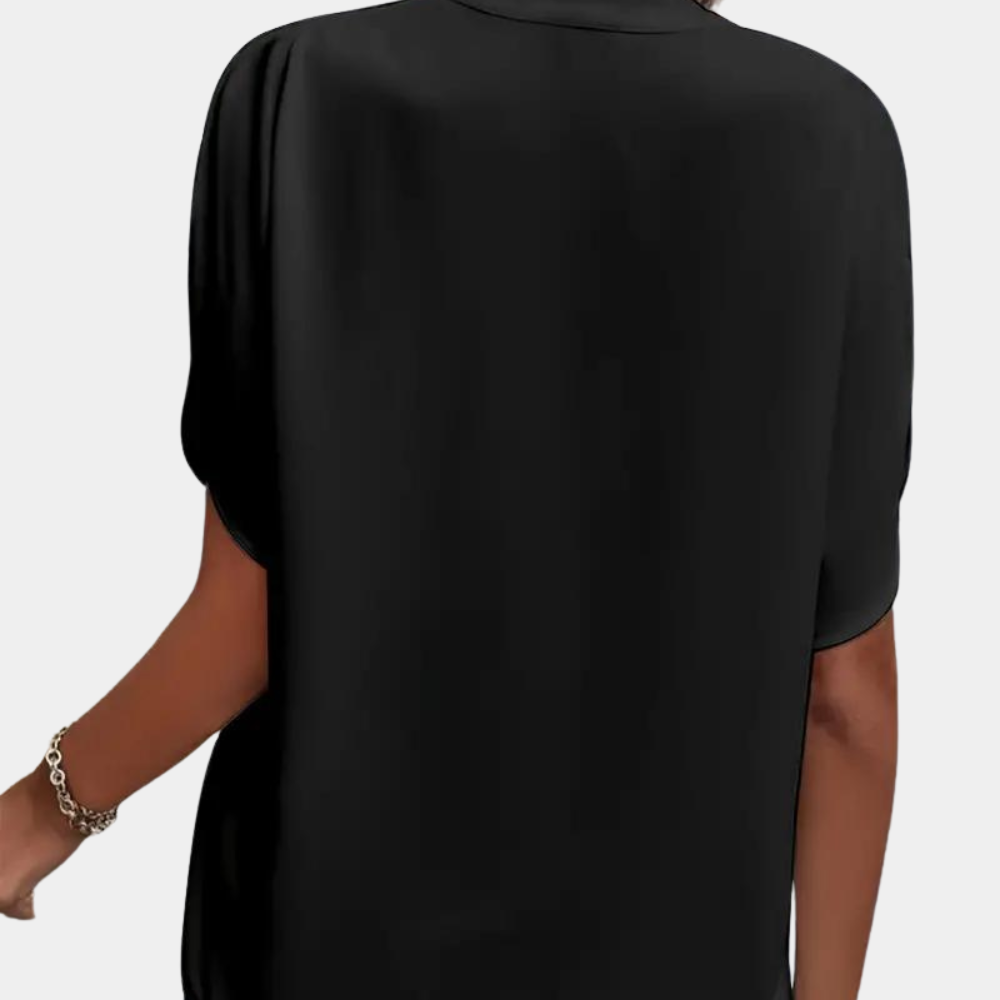 Dames Blouse V-Hals Korte Mouwen Viscose Mix Lichtgewicht 8
