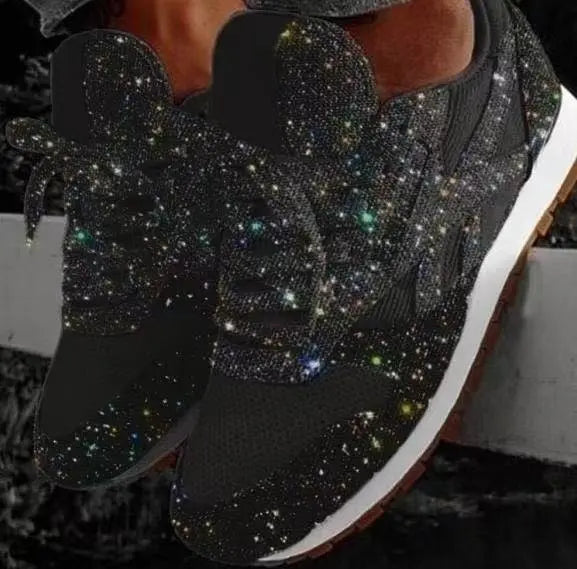 Dames Casual Glitter Schoenen met Pailletten - Zwart, PU Bovenmateriaal 0
