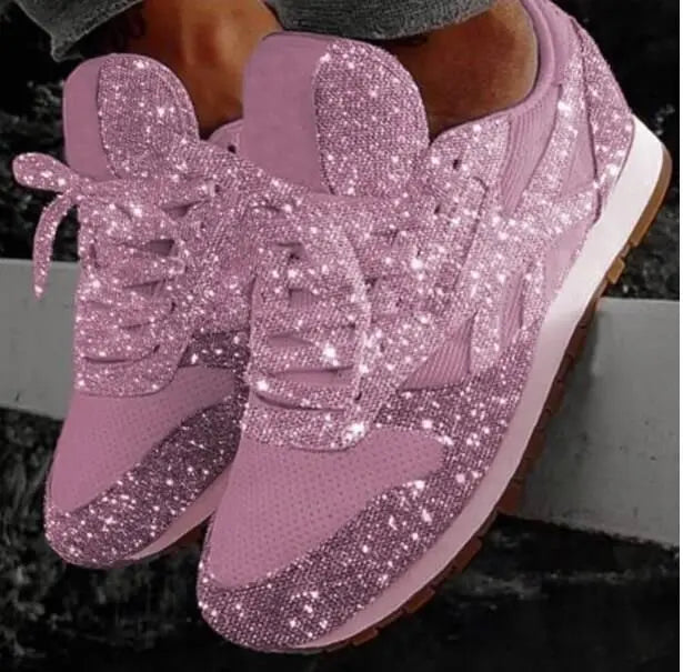 Dames Casual Glitter Schoenen met Pailletten - Zwart, PU Bovenmateriaal 1