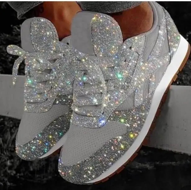 Dames Casual Glitter Schoenen met Pailletten - Zwart, PU Bovenmateriaal 2