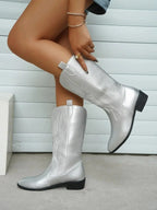 Dames Cowboylaarzen Zwart PU Leer met Comfortabele Voering 0