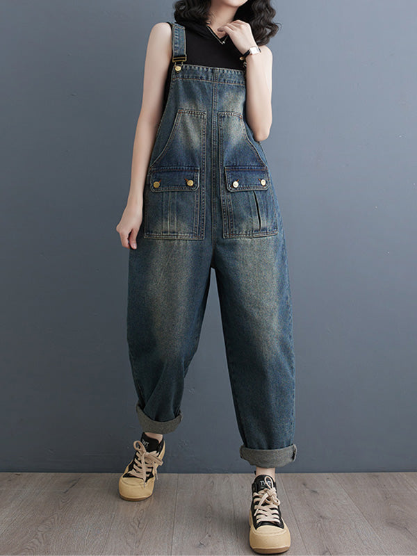 Dames Cropped Denim Overall 100% Katoen Relaxed Fit 2