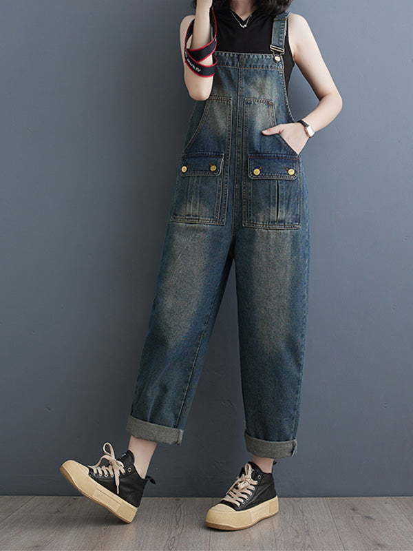 Dames Cropped Denim Overall 100% Katoen Relaxed Fit 3