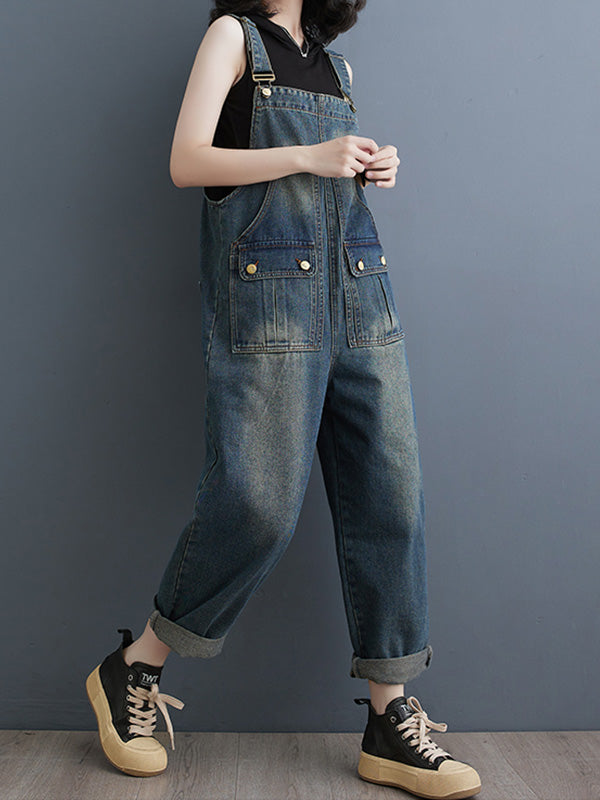 Dames Cropped Denim Overall 100% Katoen Relaxed Fit 4