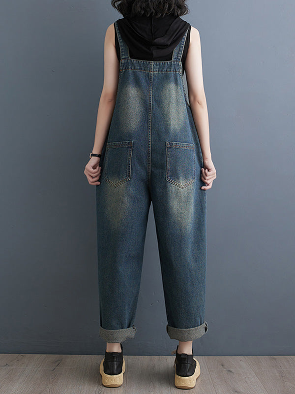Dames Cropped Denim Overall 100% Katoen Relaxed Fit 5