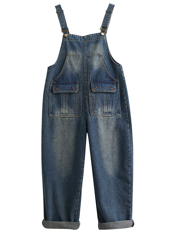 Dames Cropped Denim Overall 100% Katoen Relaxed Fit 7