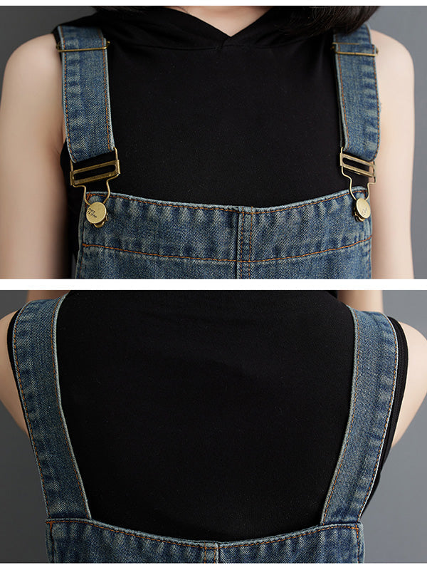 Dames Cropped Denim Overall 100% Katoen Relaxed Fit 8