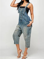 Dames Denim Cropped Overalls Katoen 3