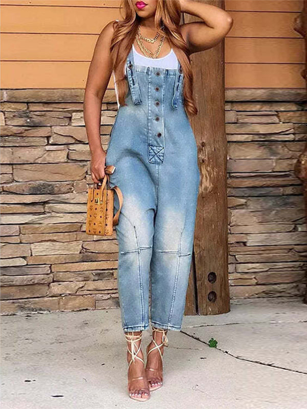 Dames Denim Cropped Overalls Katoen 5