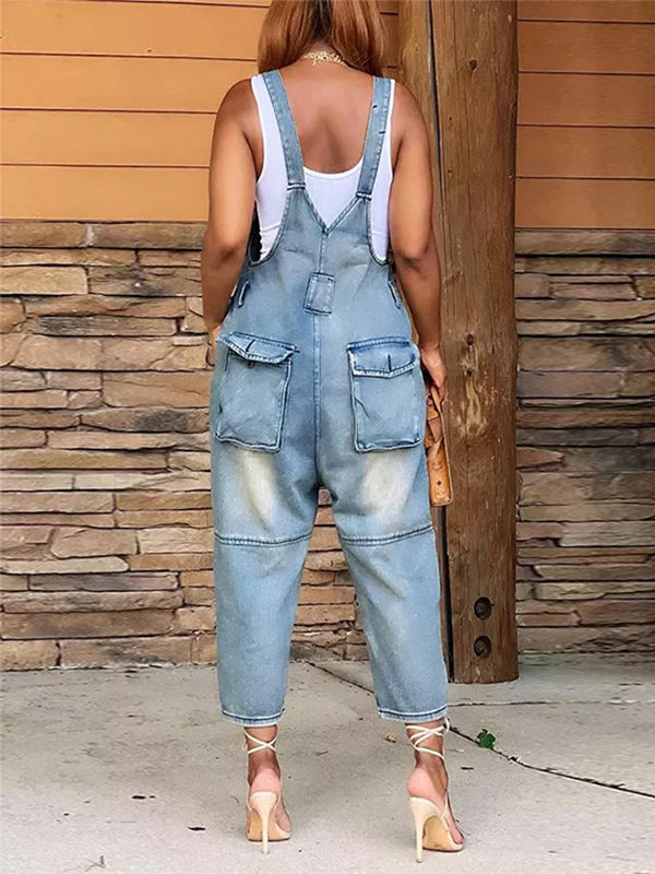 Dames Denim Cropped Overalls Katoen 6