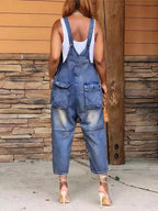 Dames Denim Cropped Overalls Katoen 7
