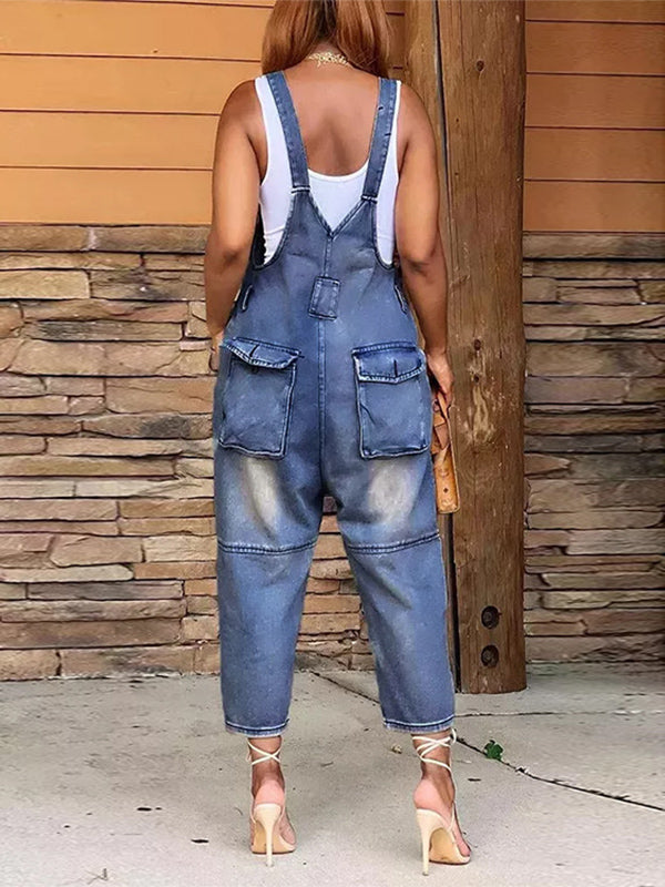 Dames Denim Cropped Overalls Katoen 7