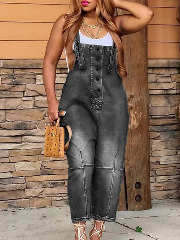 Dames Denim Cropped Overalls Katoen 8