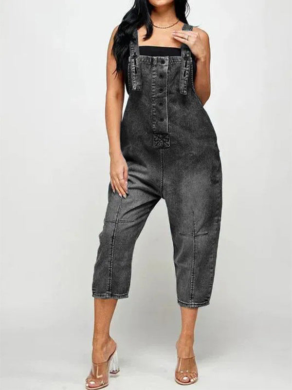 Dames Denim Cropped Overalls Katoen 9