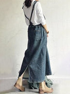 Dames Denim Jurk Katoen met Rugsplit en Verstelbare Schouderbanden 3