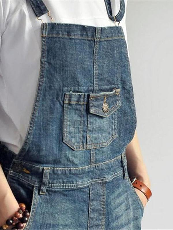 Dames Denim Jurk Katoen met Rugsplit en Verstelbare Schouderbanden 4