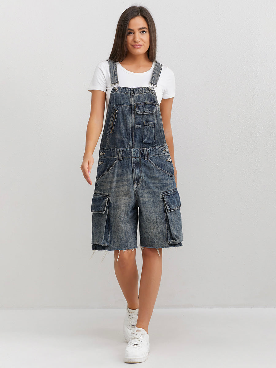Dames Denim Overall Shorts Vintage Stijl 0