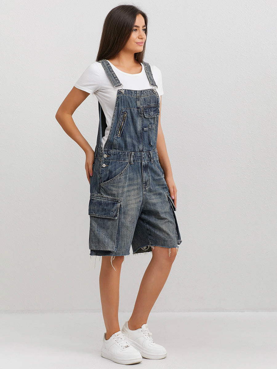 Dames Denim Overall Shorts Vintage Stijl 1