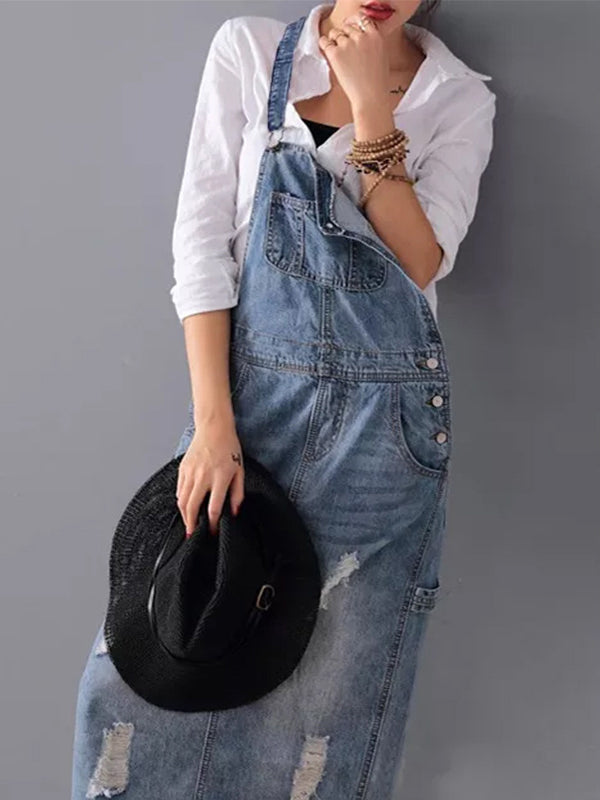 Dames Denim Overalls Jurk met Achter Slit 3