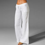 Dames Flared Broek Katoen Lage Taille Met Twee Vakken 5
