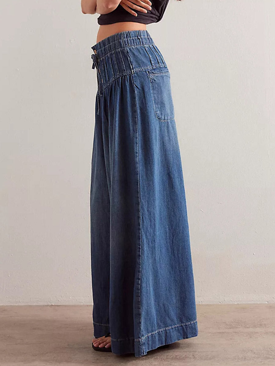 Dames Flared Broek Lichte Denim Wide-Leg 1