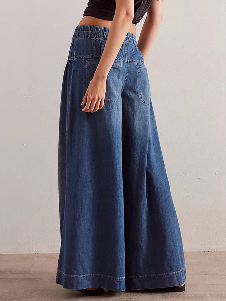 Dames Flared Broek Lichte Denim Wide-Leg 2