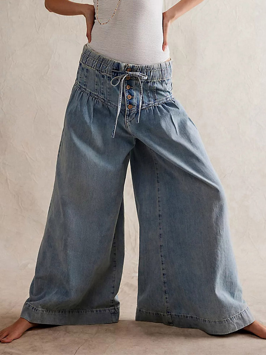 Dames Flared Broek Lichte Denim Wide-Leg 5