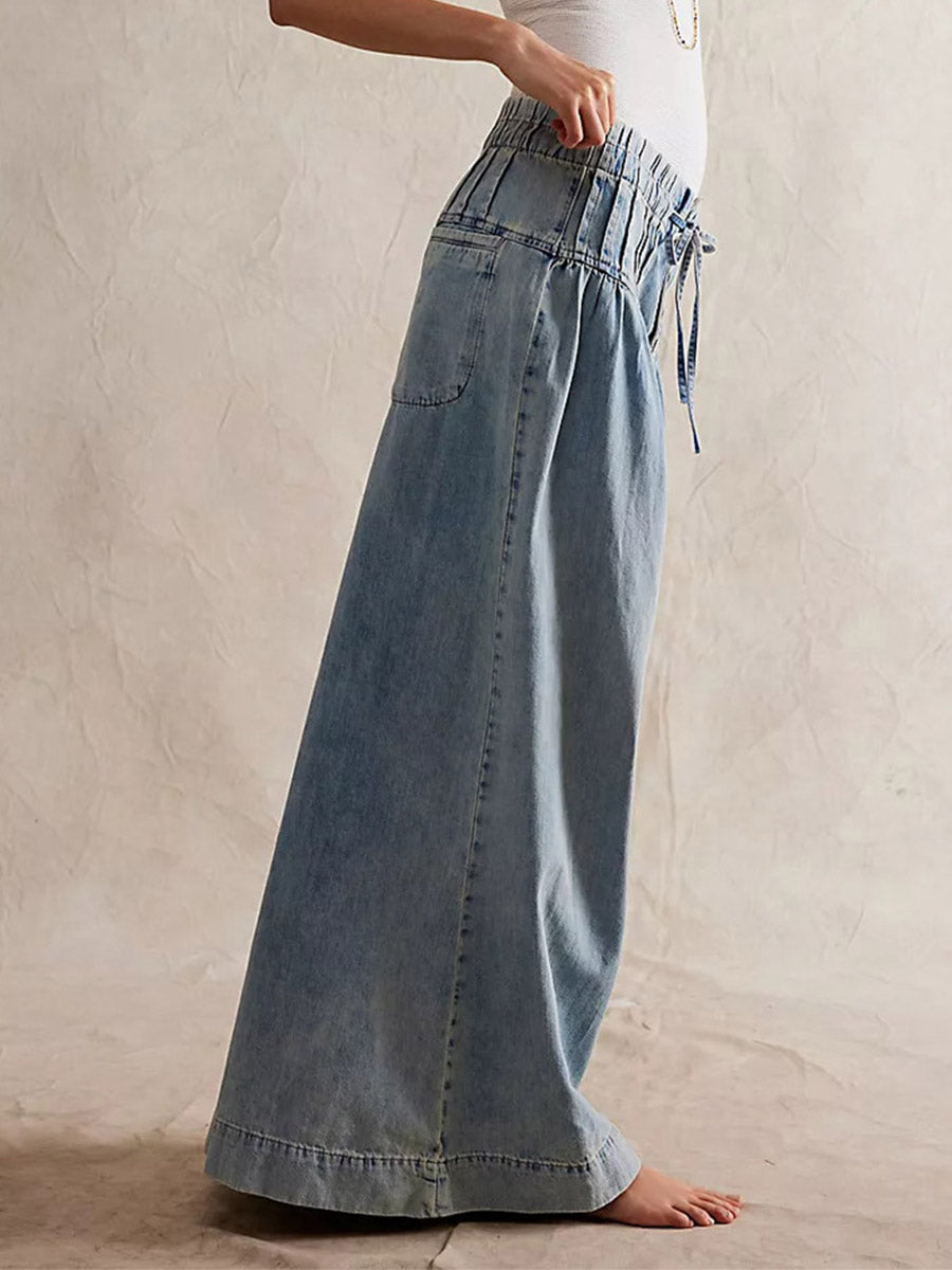Dames Flared Broek Lichte Denim Wide-Leg 6