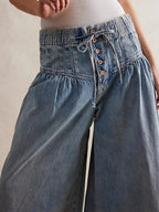 Dames Flared Broek Lichte Denim Wide-Leg 8