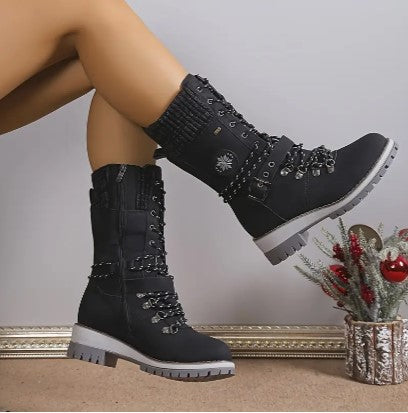 Dames Hoge Boots Textiel met Gebreide Cuff 1