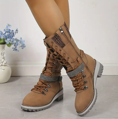 Dames Hoge Boots Textiel met Gebreide Cuff 2
