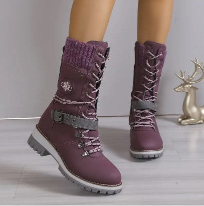 Dames Hoge Boots Textiel met Gebreide Cuff 7