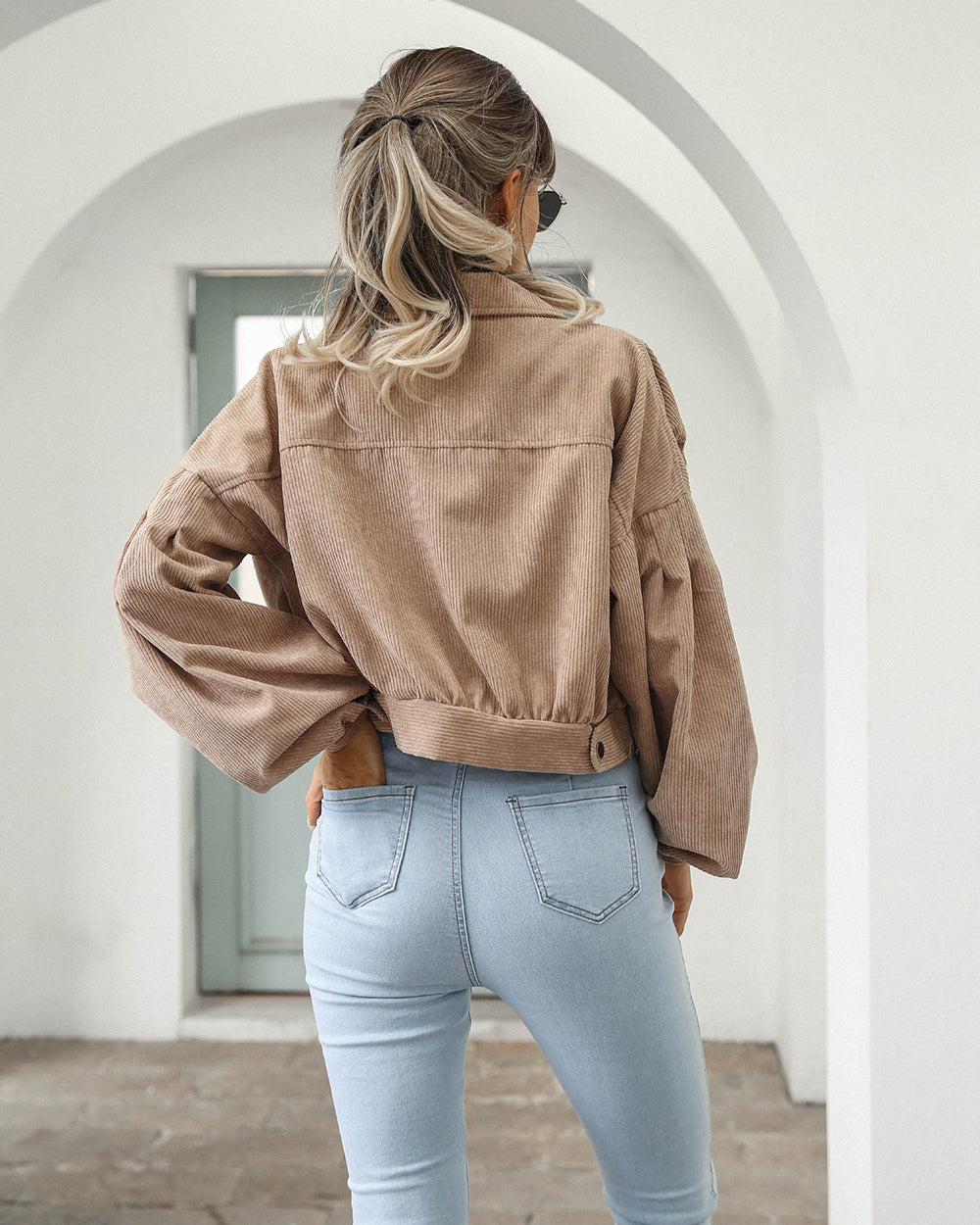 Dames Jas Corduroy Oversized Met Ballonmouwen 3