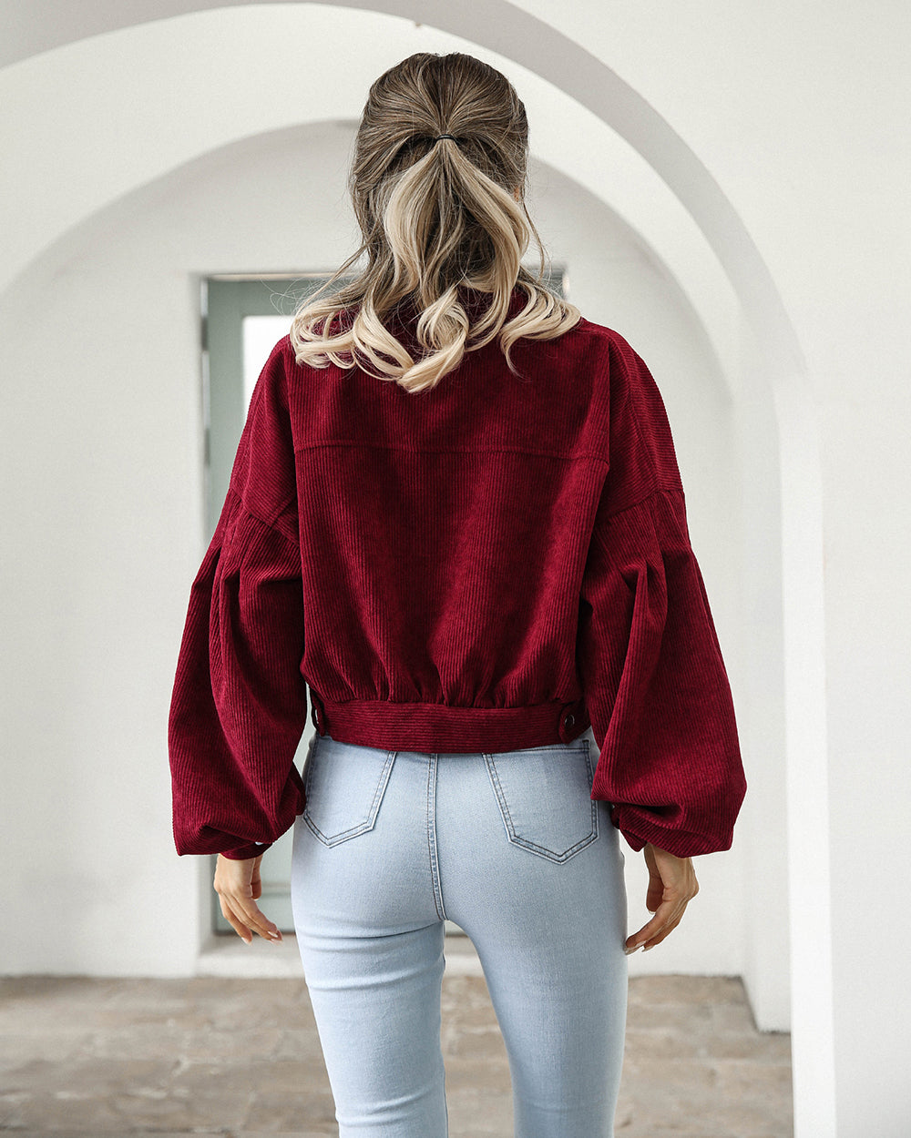 Dames Jas Corduroy Oversized Met Ballonmouwen 5