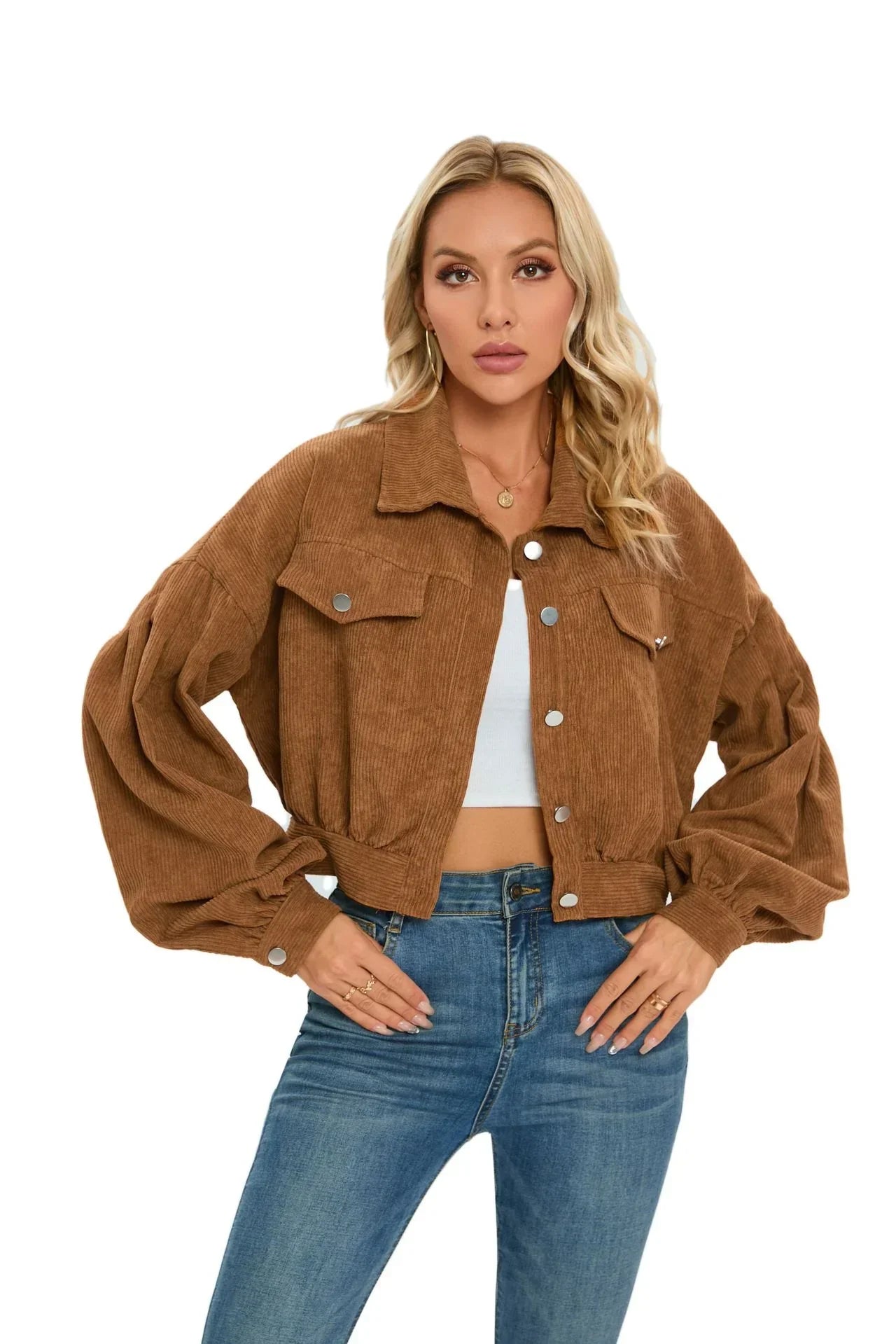 Dames Jas Corduroy Oversized Met Ballonmouwen 7