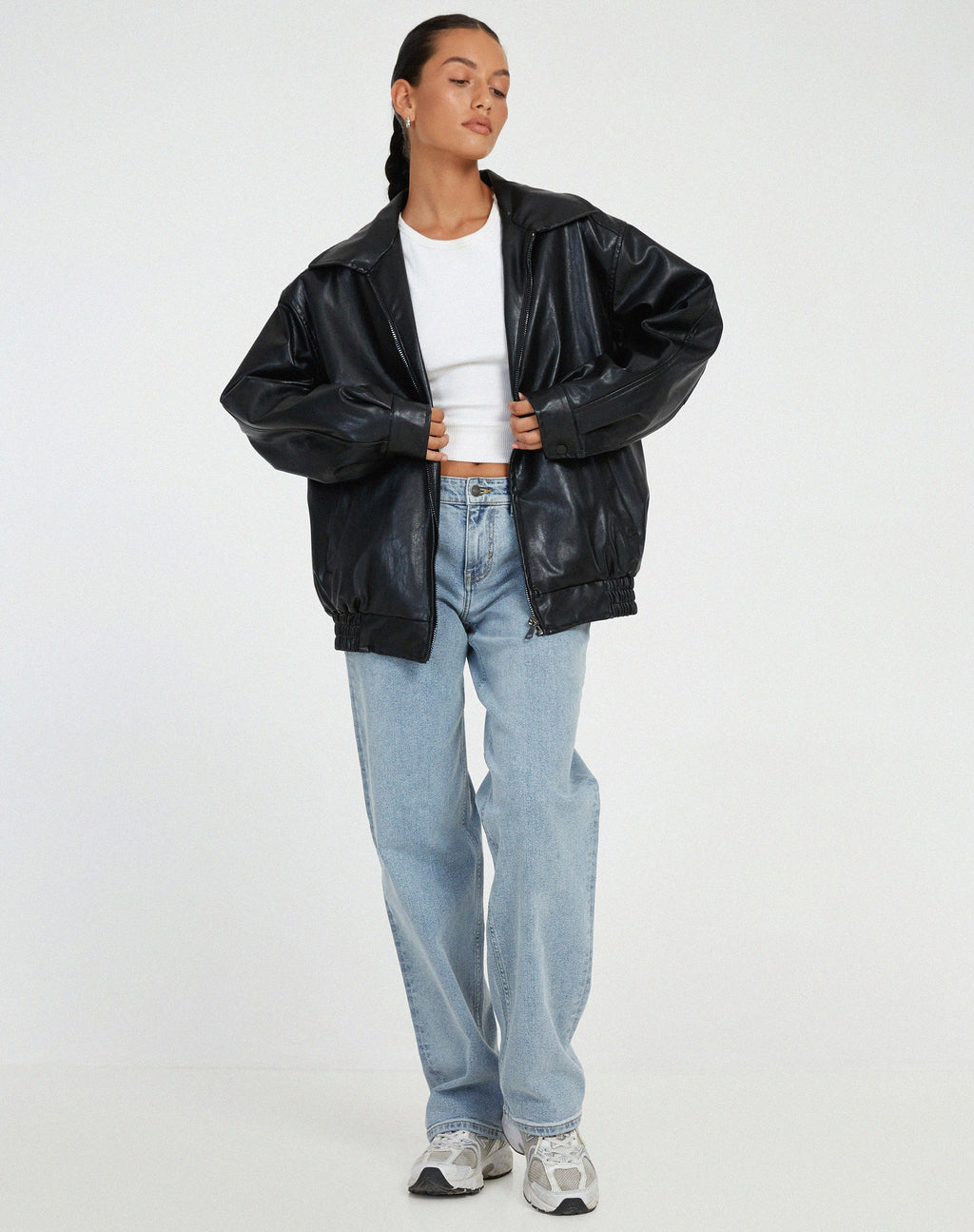 Dames Jas Leren Oversized PU Leer Winter 5