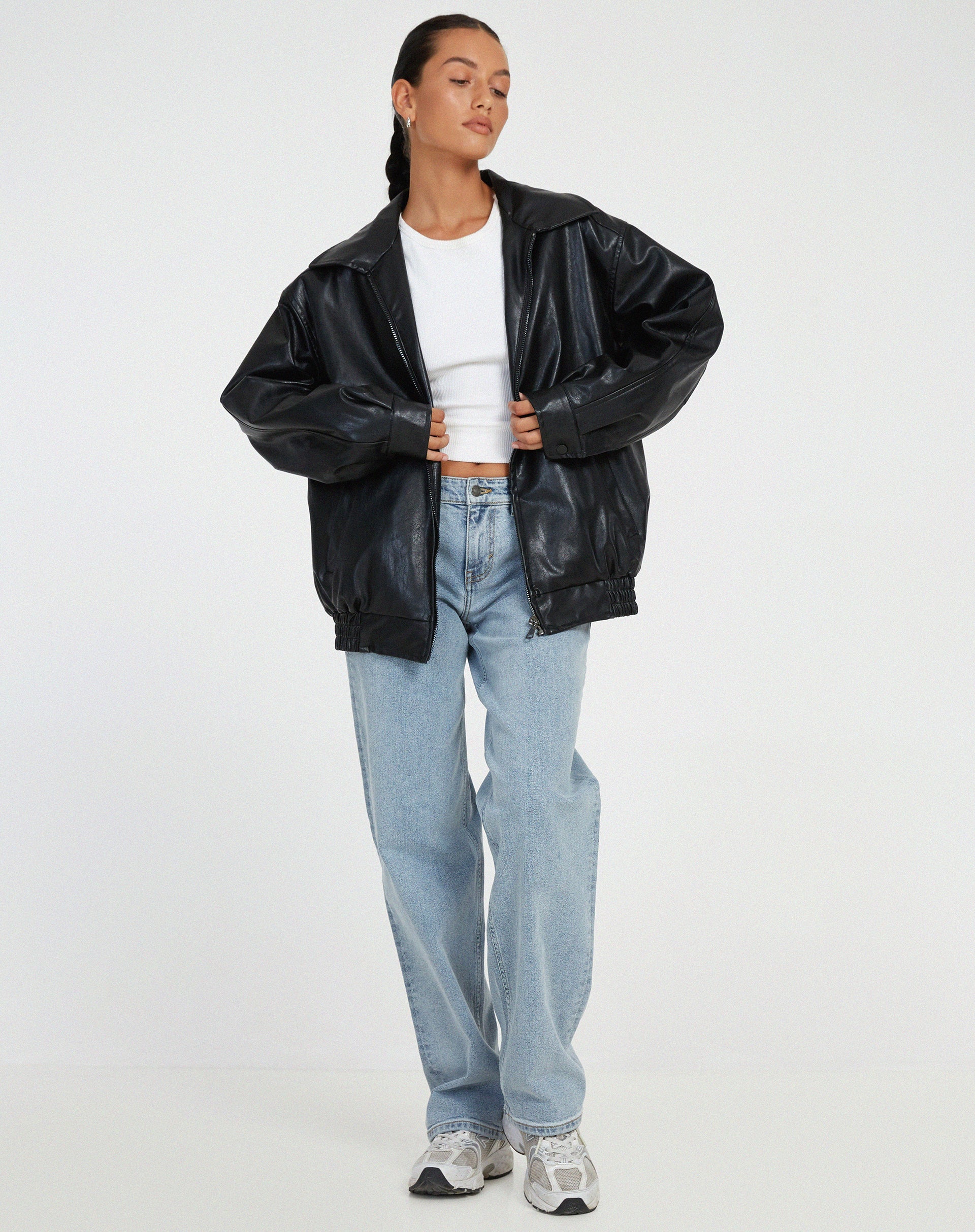 Dames Jas Leren Oversized PU Leer Winter 5