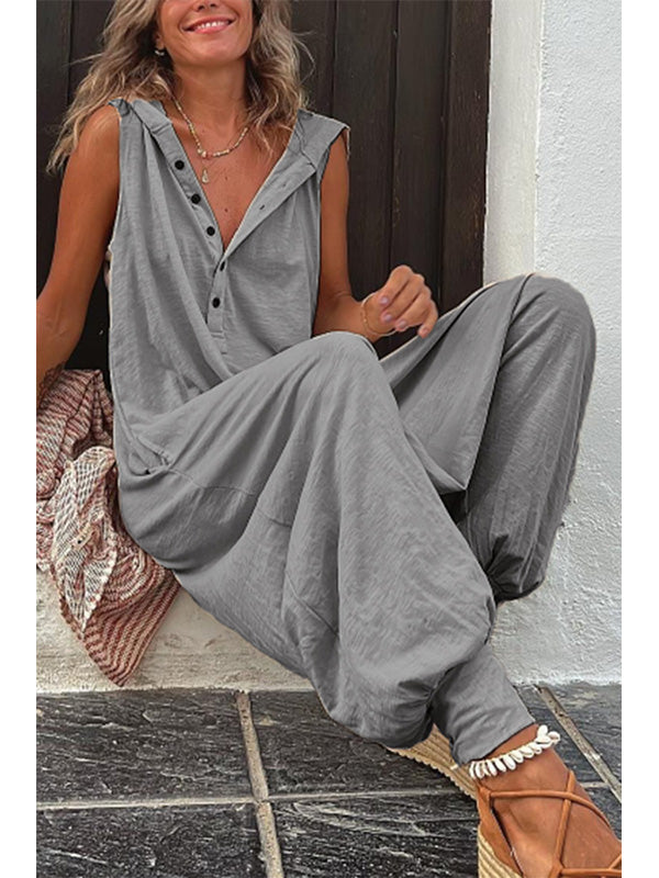 Dames Jumpsuit Katoen Met Capuchon En Zijzakken 0