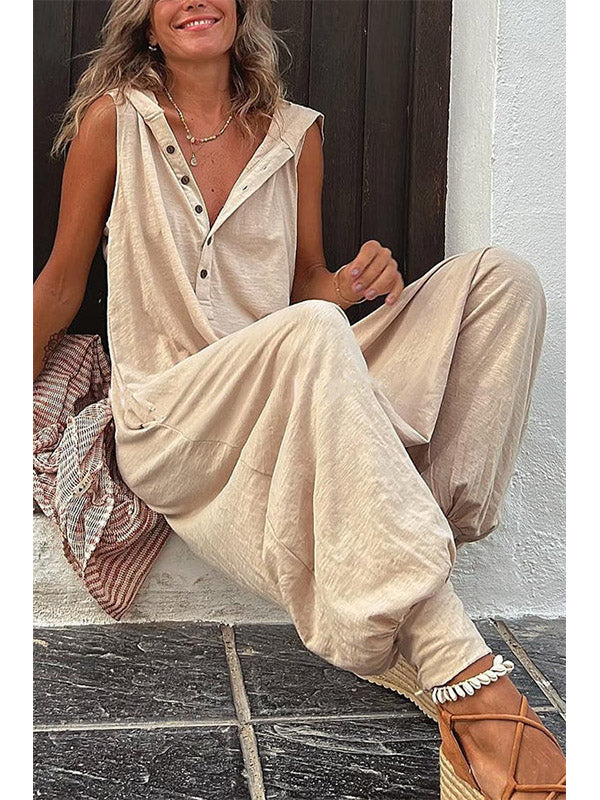 Dames Jumpsuit Katoen Met Capuchon En Zijzakken 1