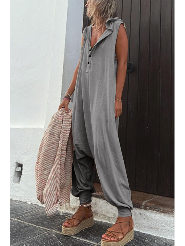 Dames Jumpsuit Katoen Met Capuchon En Zijzakken 5